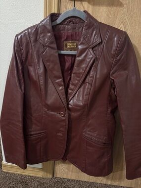 Women's Vintage Genuine Leather Blazer